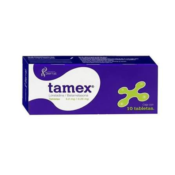 TAMEX TABS. C/10  BETAMETASONA 0.25 MG LORATADINA 5MG