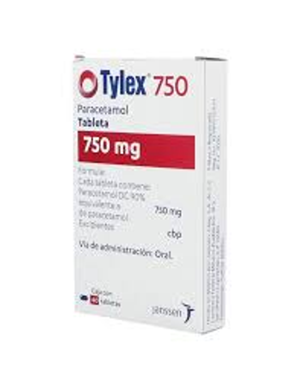 TYLEX 750 PARACETAMOL DC 90%  750MG TABS. C/40