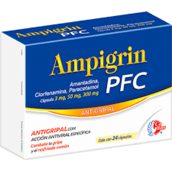 AMPIGRIN PFC CAPS. C/24 CLORFENAMINA 3.00 MG PARACETAMOL 300.00 MG AMANTADINA 50.00 MG