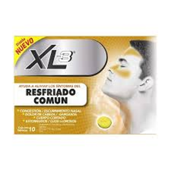 XL-3 RESFRIADO COMUN PARACETAMOL/FENILEFRINA/CLORFENAMINA 325MG/10MG/4MG TABS. C/10