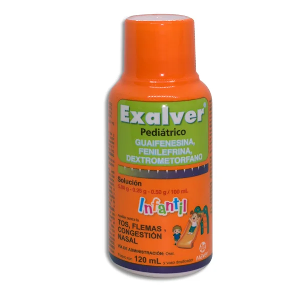 EXALVER SOLUCION INFANTIL FENILEFRINA 0.25 G DEXTROMETORFANO 0.50 G GUAIFENESINA 5.00 G