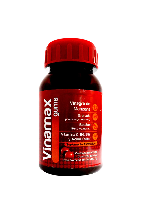 VINAMAX GOMITAS ACIDO FOLICO 1.00 S/G GRANADA 1.00 UN GRENETINA 1.00 S/G PECTINA 1.00 S/G VINAGRE DE MANZANA 1.00 S/G