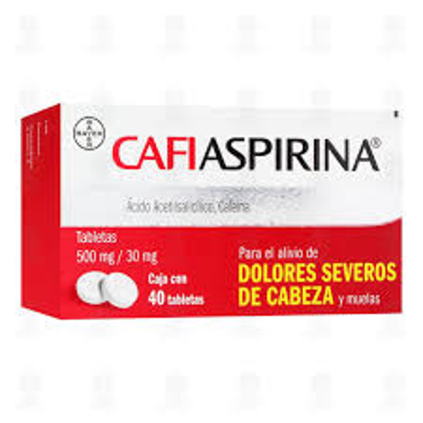 CAFIASPIRINA ACIDO ACETILSALICILICO/CAFEINA 500MG/30MG TABS. C/40