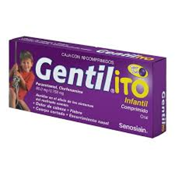 GENTILITO INFANTIL  PARACETAMOL/CLORFENAMINA 80.0MG/0.750MG  COMPRIMIDOS C/10 SABOR UVA