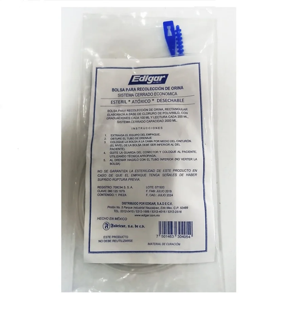BOLSA PARA RECOLECCION DE ORINA PLUS EDIGAR