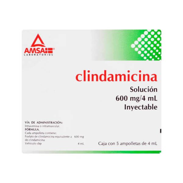 CLINDAMICINA CAJA C/5 AMPOLLETAS  600.00 MG AMSA