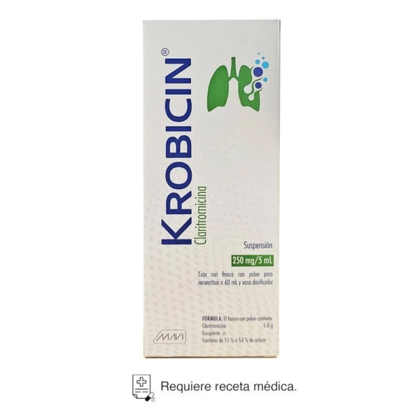 KROBICIN CLARITROMICINA SUSPENCION 250MG/5ML 60ML MAVI