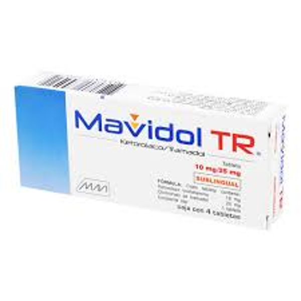 MAVIDOL TR TAB . TRAMADOL 25.00 MG KETOROLACO 10.00 MG C /4 SUBLINGUAL
