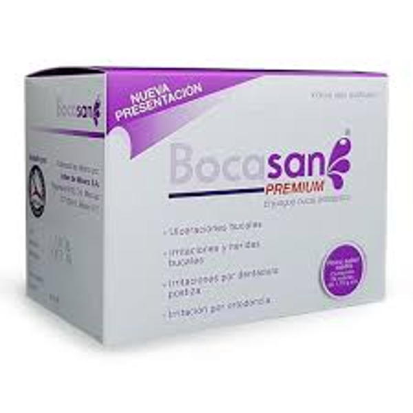 BOCASAN PREMIUM PERBORATO DE SODIO MONOHIDRATADO ENJUAGUE BUCAL POLVO SABOR MENTA C/24 SOBRES