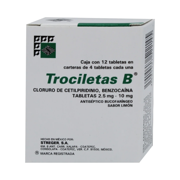 TROCILETAS LIMON CETILPIRIDINIO 2.50 MG BENZOCAINA 10.00 MG