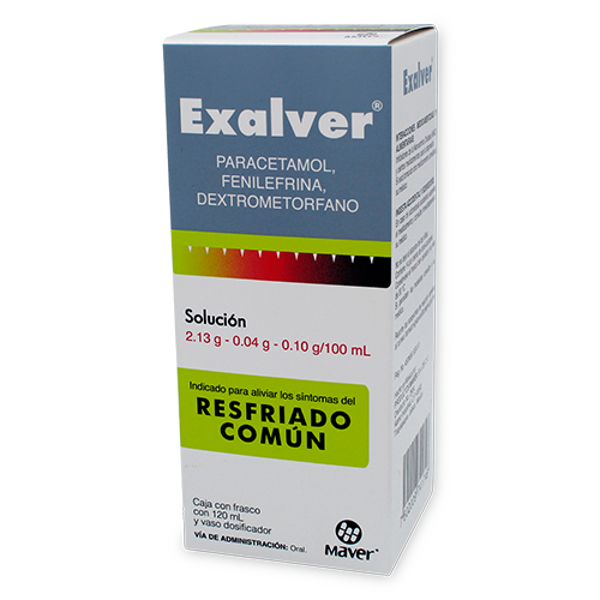 EXALVER SOLUCIÓN (FENILEFRINA 0.04 G DEXTROMETORFANO 0.10 G PARACETAMOL 2.30 G) 120ML