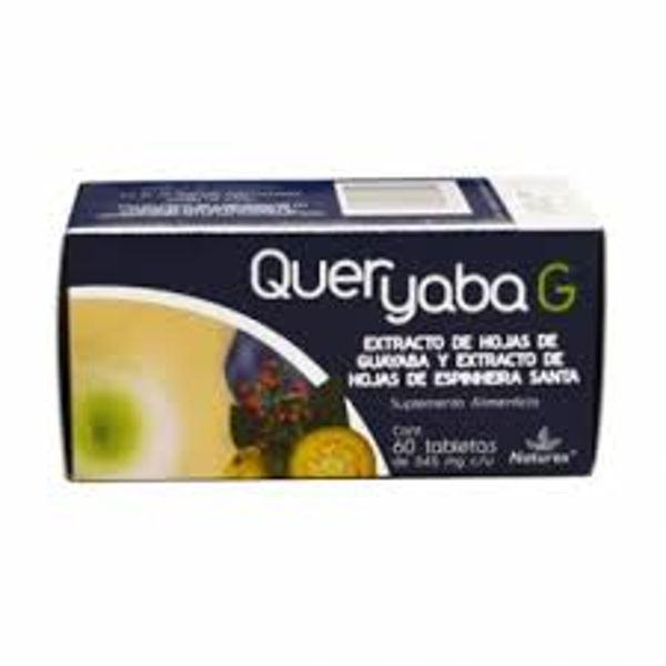 QUERYABA G TABS. C/60 CELULOSA 1.00 S/G ESTEARATO DE MAGNESIO 1.00 S/G EXTRACTO DE HOJAS DE ESPINHEIRA SANTA 1.00 S/G EXTRACTO DE HOJAS DE GUAYABA 1.00 S/G LACTOSA 1.00 S/G DIOXIDO DE SILICIO 1.00 S/G CROSCARMELOSA SODICA 1.00 S/G ACIDO ESTEARICO 1.00 S/G