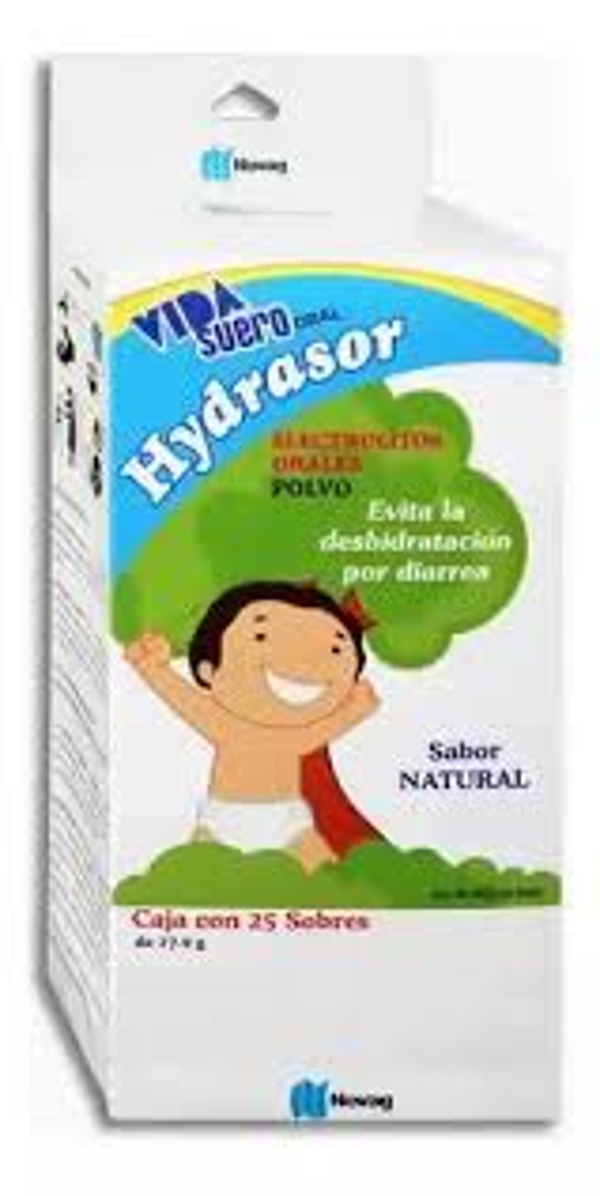 HYDRASOR SABOR NATURAL SOBRES C/25 CITRATO TRISODICO 2.90 G GLUCOSA 20.00 G CLORURO DE POTASIO 1.50 G CLORURO DE SODIO 3.50 G