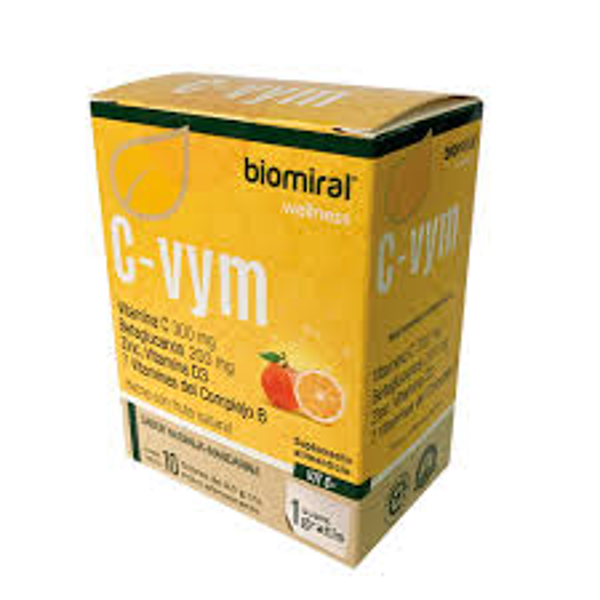 C-VYM SOBRESC/10 VITAMINA B12 0.09 MG VITAMINA B6 10.00 MG VITAMINA B1 0.36 MG BETAGLUCANOS 199.80 MG VITAMINA B3 3.90 MG CALCIO 50.90 MG VITAMINA B5 2.43 MG VITAMINA C 300.00 MG	C-VYM SOBRESC/10 VITAMINA B12 0.09 MG VITAMINA B6 10.00 MG VITAMINA B1 0.36