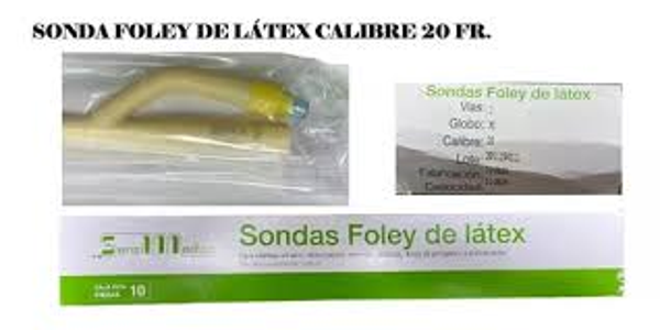 SONDA FOLEY  DE LATEX CALIBRE 20 1 PZA