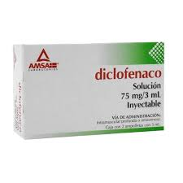 DICLOFENACO DIETILAMONIO 75.00 MG SOL. INY. C/2 AMPOLLETAS AMSA