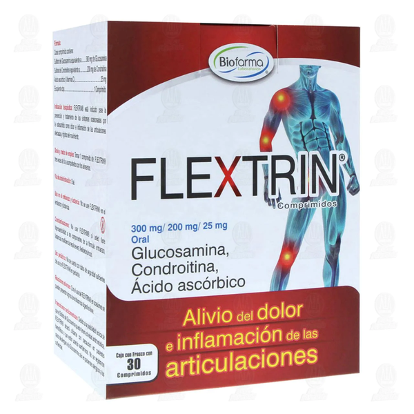 FLEXTRIN COMPRIMIDOS C/30 VITAMINA C 25.00 MG CONDROITINA 200.00 MG SULFATO DE MAGNESIO 5.15 MG GLUCOSAMINA 300.00 MG
