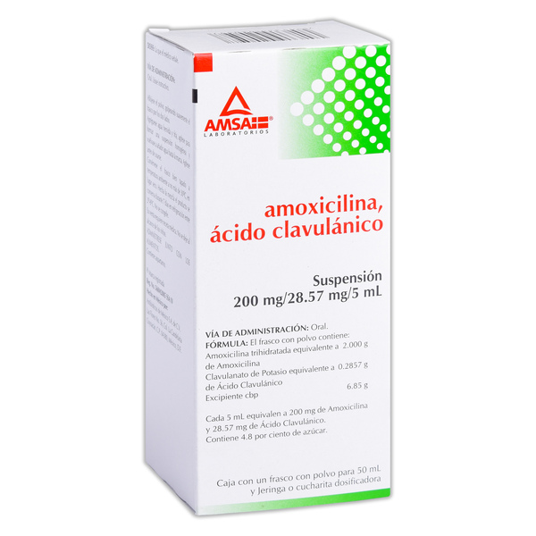 AMOXICILINA 200MG/ACIDO CLAVULANICO 28.57MG SUSPENSION AMSA