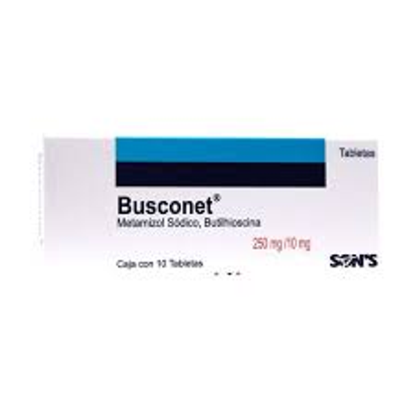 BUSCONET TABS. METAMIZOL SODICO 250.00 MG BROMURO DE BUTILHIOSCINA 10.00 MG C/10