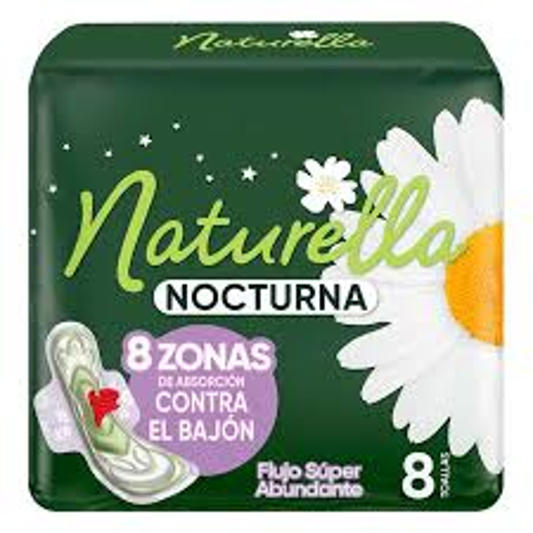 TOALLAS FEMENINAS NATURELLA NOCTURNA FLUJO SUPER ABUNDANTE C/8