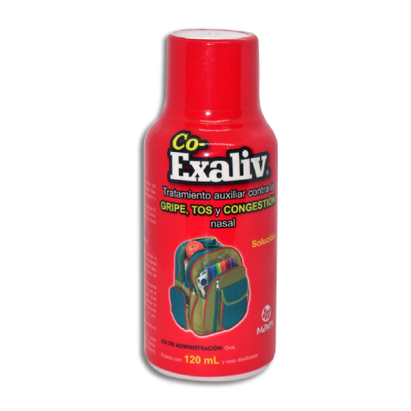 CO-EXALIV SOLUCION. GOMA GUAR 0.02 G PARACETAMOL 2.50 G GUAIFENESINA 2.00 G FENILEFRINA 0.10 G C/120ML