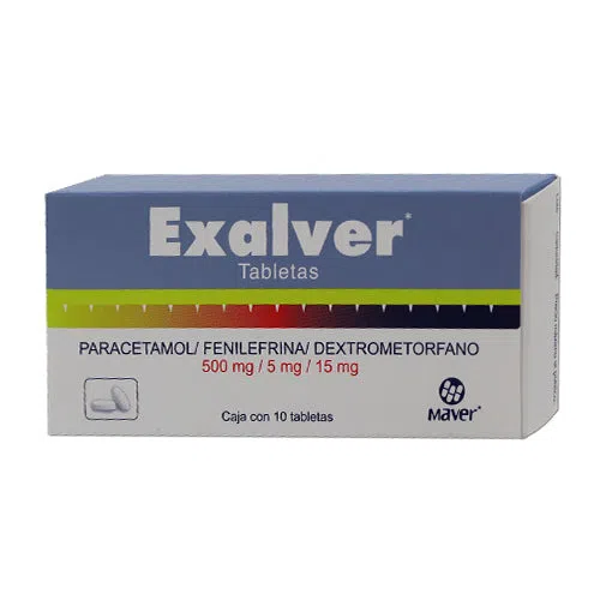 EXALVER TABLETASS PARACETAMOL 500.00 MG DEXTROMETORFANO 15.00 MG FENILEFRINA 5.00 MG