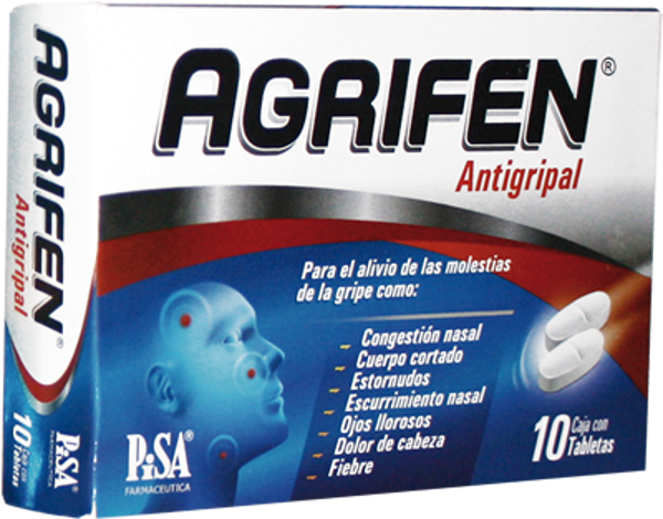 AGRIFEN PARACETAMOL CAFEINA FENILEFRINA CLORFENAMINA TABLETAS C/10
