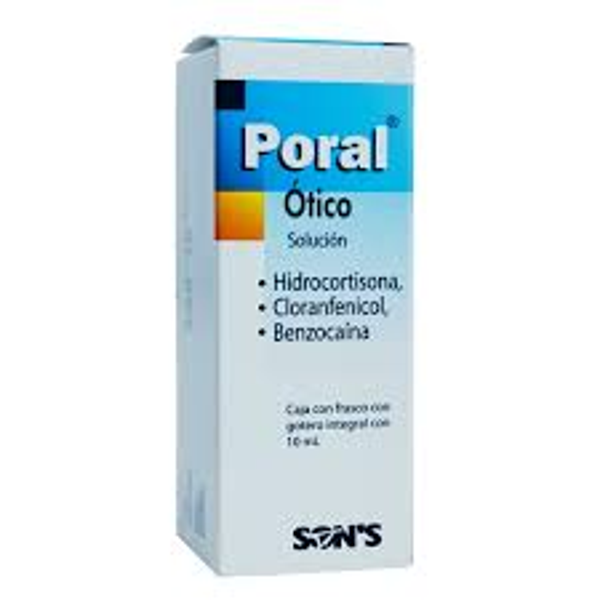PORAL GOTAS. OTICO, CLORANFENICOL 25.00 MG BENZOCAINA 20.00 MG HIDROCORTISONA 10.00 MG