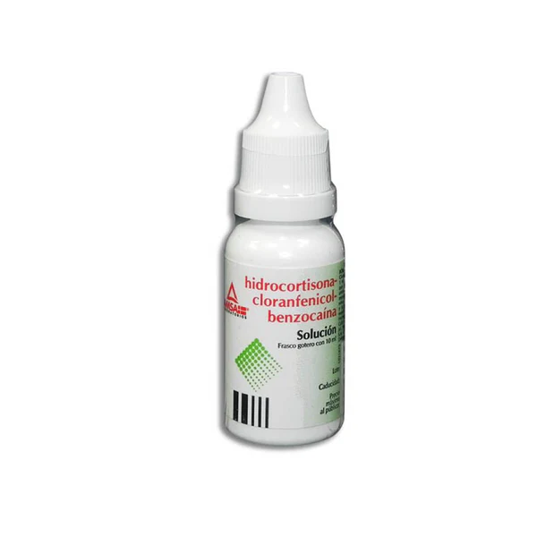 CLORANFENICOL 25.00 MG HIDROCORTISONA 10.00 MG BENZOCAINA 20.00 MG GOTAS OTICO AMSA