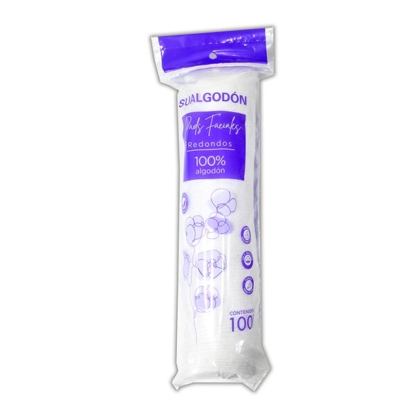 PADS FACIALES REDONDOS 100PZAS SUALGODON