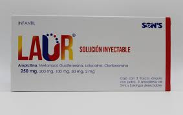 LAUR INY. INFANYIL LIDOCAINA 30.00 MG METAMIZOL SODICO 200.00 MG CLORFENAMINA 2.00 MG GUAIFENESINA 100.00 MG AMPICILINA 250.00 MG