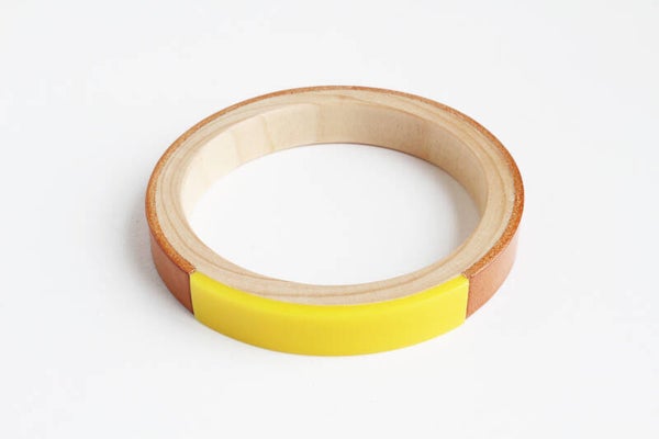 Armband hout, leer, acrylaat A20-19