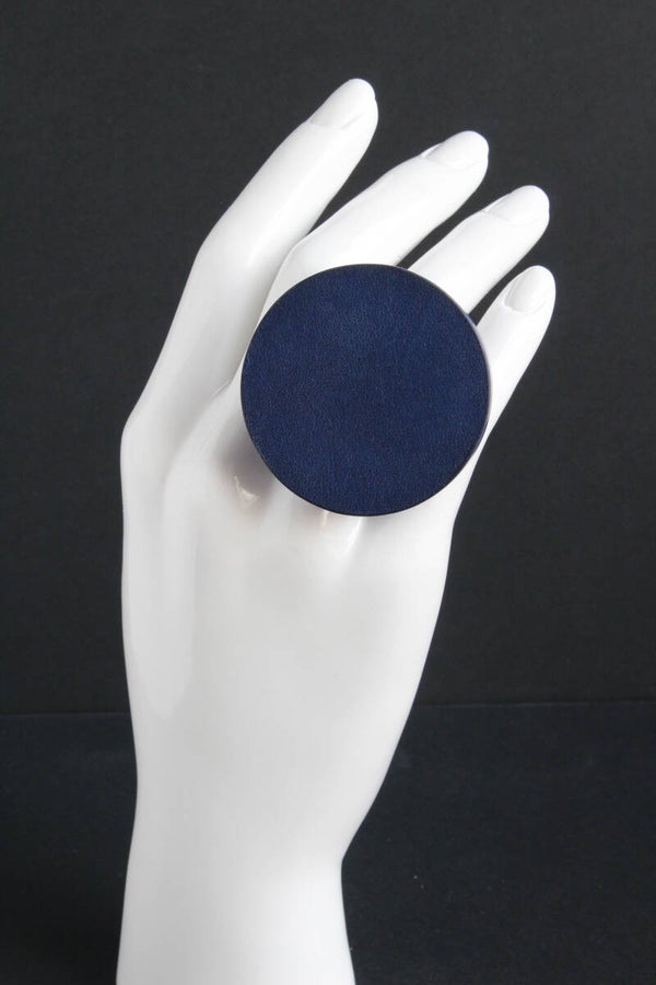 Ring leer en acrylaat blauw R21-11