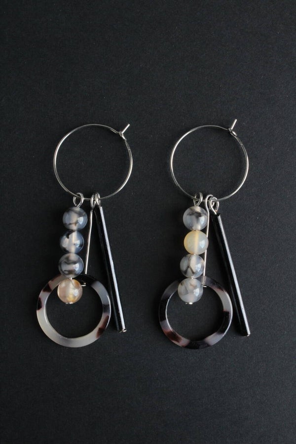 Oorbellen acrylaat, agaat en glas O21-20