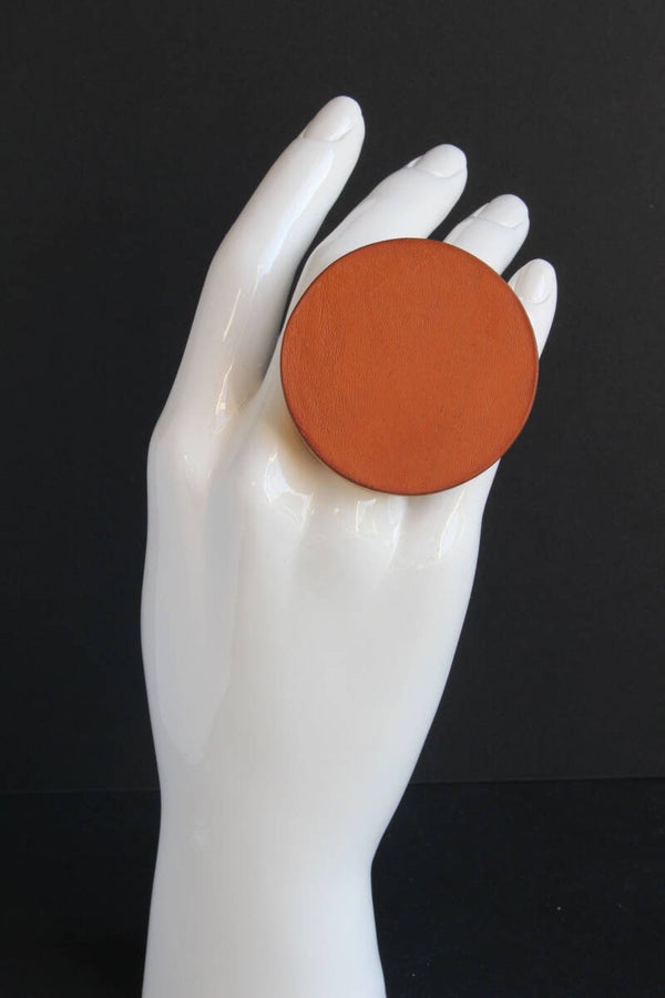 Ring leer en acrylaat cognac R22-91