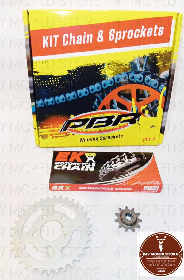 KIT TRASMISSIONE DI ALTA QUALITA' PER MALAGUTI FIFTY - CORONA 34 - PIGNONE 11 - CATENA 120