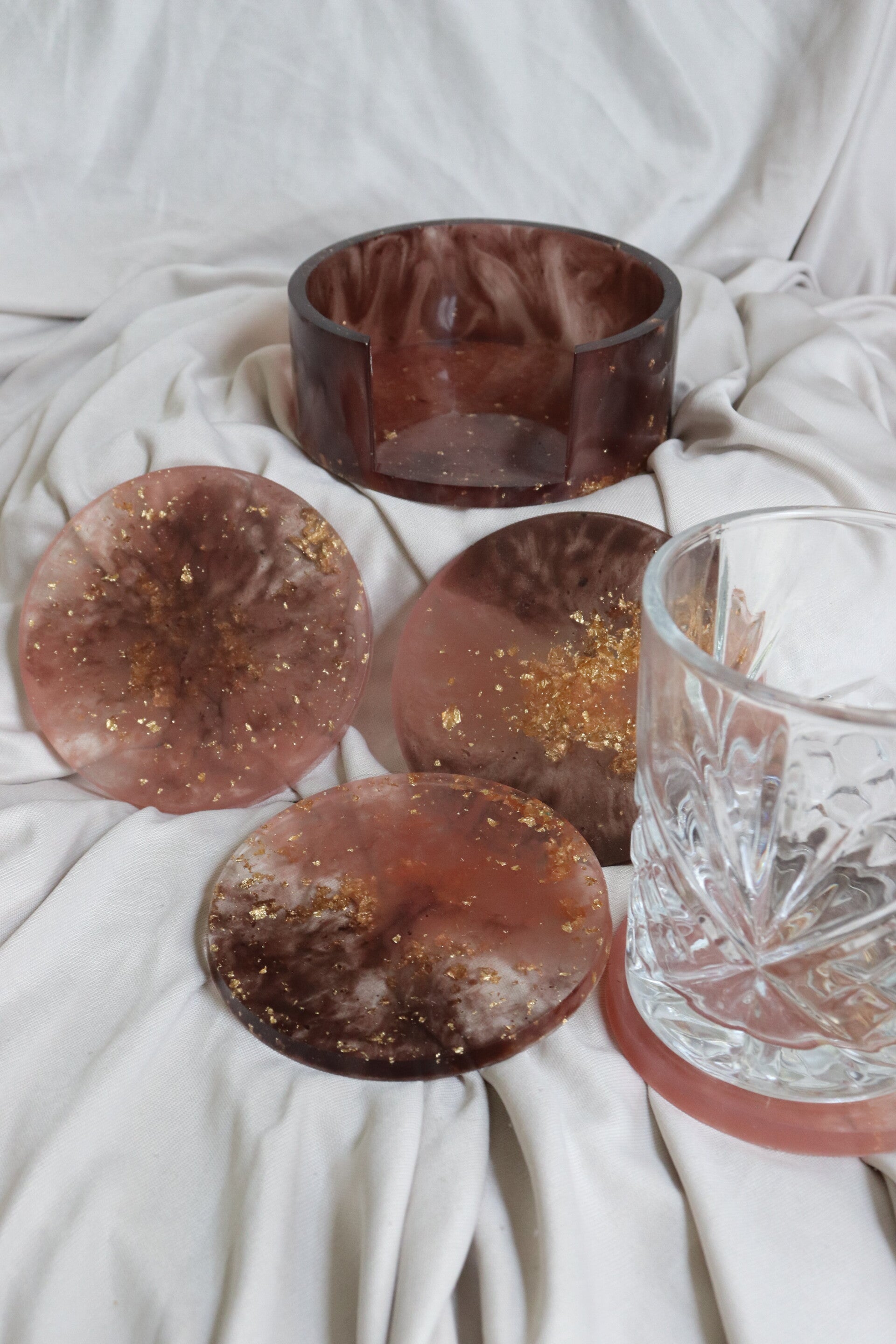 Set de dessous de verres – Collection “Ambre & Or”