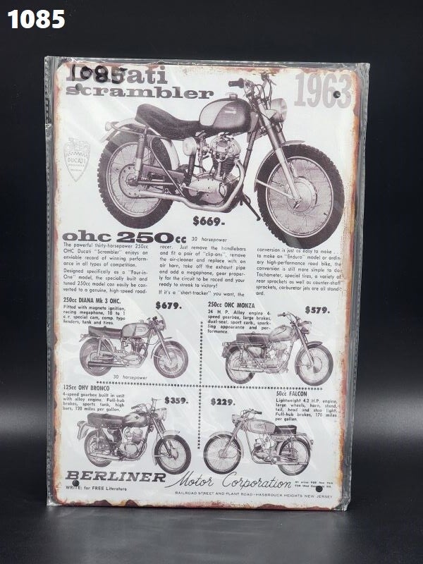 Tin Sign 1085 - Ducati Scrambler 1963
