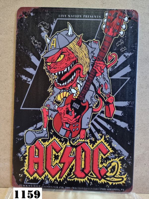Tin Sign 1159 - AC/DC Devil Mascot Black Ice Album