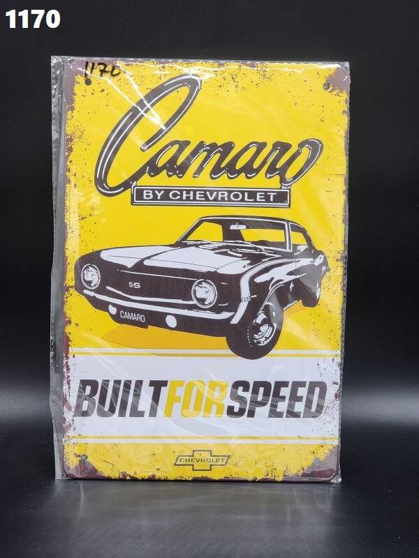 Tin Sign  1170 - Camaro By Chevrolet Built For Speed
