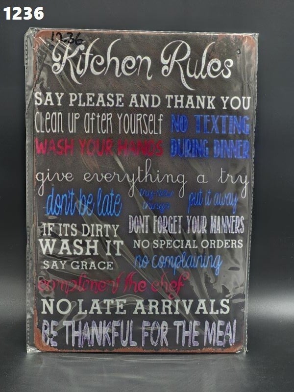 Tin Sign 1236 - Kitchen Rules