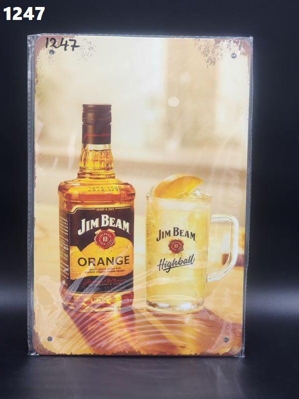 Tin Sign 1247 - Jim Beam n Glass Jim Beam High Ball