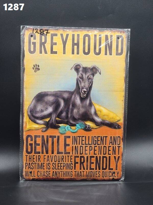 Tin Sign 1287 - Greyhound Gentle Intelligent...