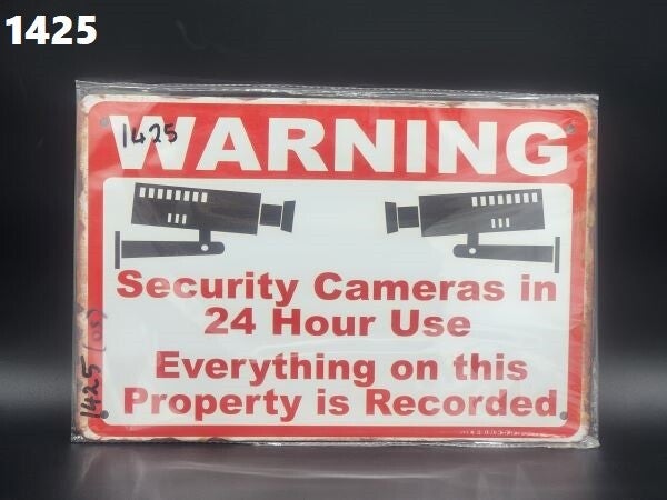 Tin Sign 1425 - warning security camera in 24 hours