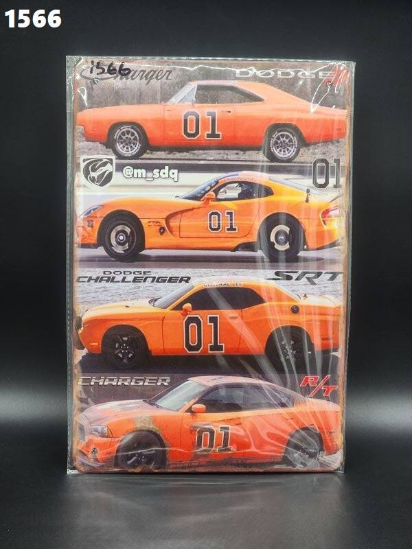 Tin Sign 1566 - Dodge Charger & Challenger Models Featuring 01