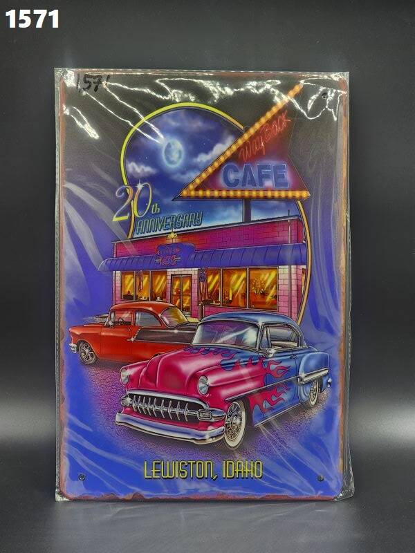 Tin Sign 1571 - 20th Anniversary Wayback Cafe Lewiston, Idaho