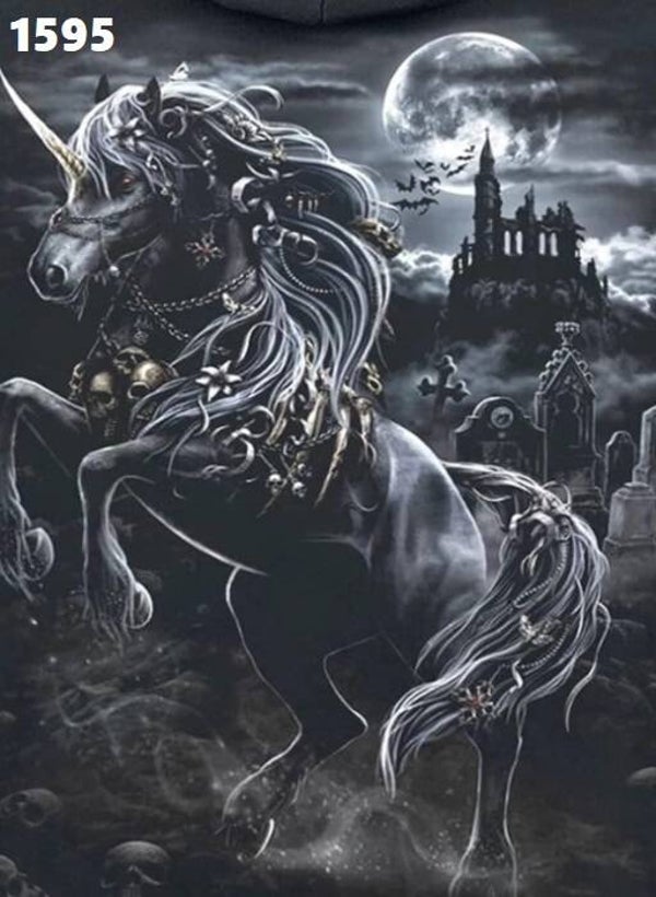 Tin Sign  1595 - Fantasy Skull Unicorn