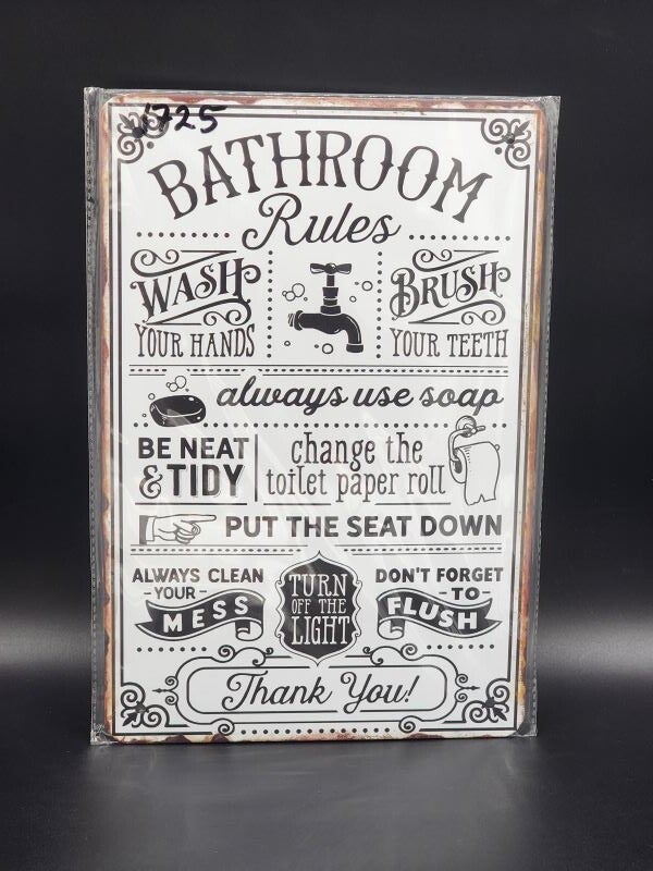Tin Sign 1725 - Bathroom Rules