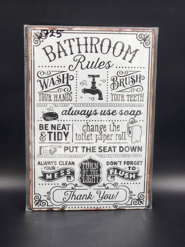 Tin Sign 1725 - Bathroom Rules