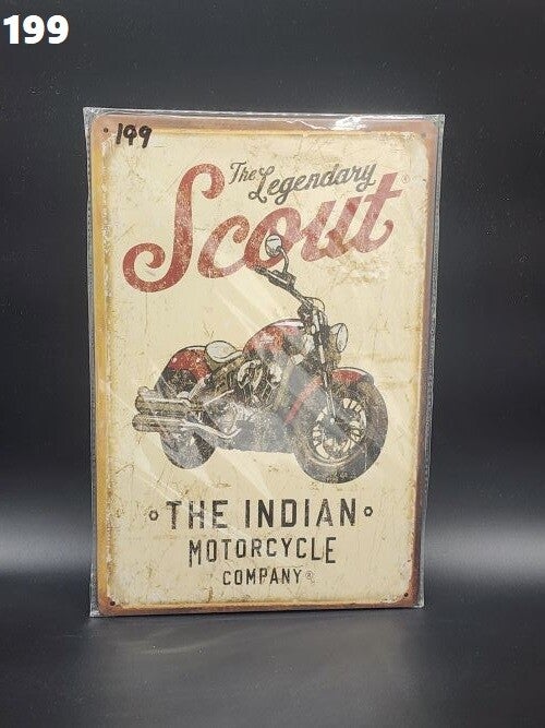 Tin Sign 199 - The Legendary Scout The Indian Motorcycle Company